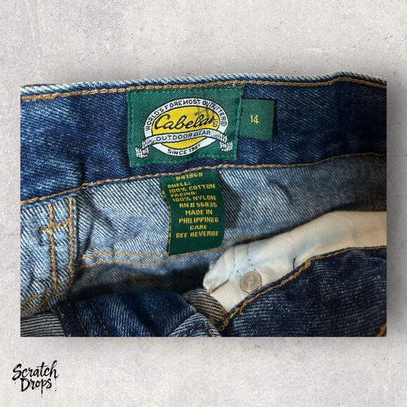 Cabelas Brush Jeans Youth Size 14 Blue Denim Double Front Bird Hunting Workwear - Picture 4 of 4